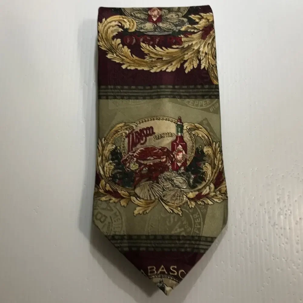 Tabasco Silk Red Multicolor Wide Classic Mens Necktie 59”